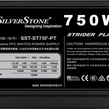 Silverstone Strider Platinum 750W Μαύρο Τροφοδοτικό Υπολογιστή Full Modular 80 Plus Platinum