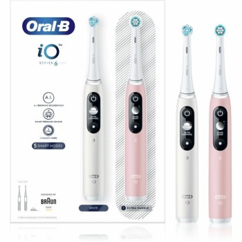 Oral-B iO Series 6 Ηλεκτρική Οδοντόβουρτσα με Χρονομετρητή και Αισθητήρα Πίεσης Duo Pack White/Pink