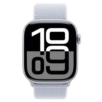 Apple Watch Series 10 Aluminium 42mm Αδιάβροχο με Παλμογράφο (Silver με Blue Cloud Sport Loop)