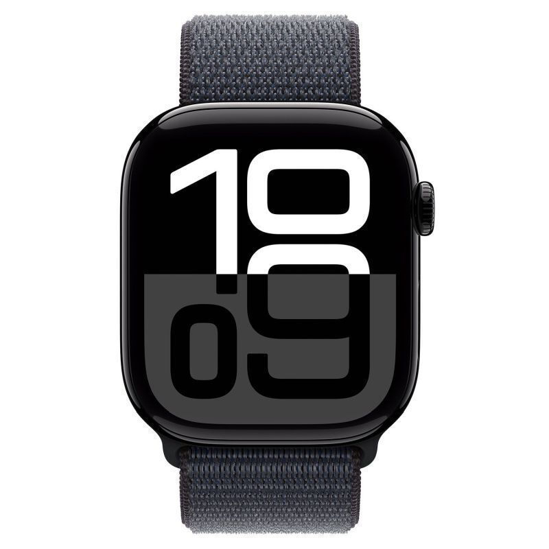 Apple Watch Series 10 Aluminium 42mm Αδιάβροχο με Παλμογράφο (Jet Black με Ink Sport Loop)
