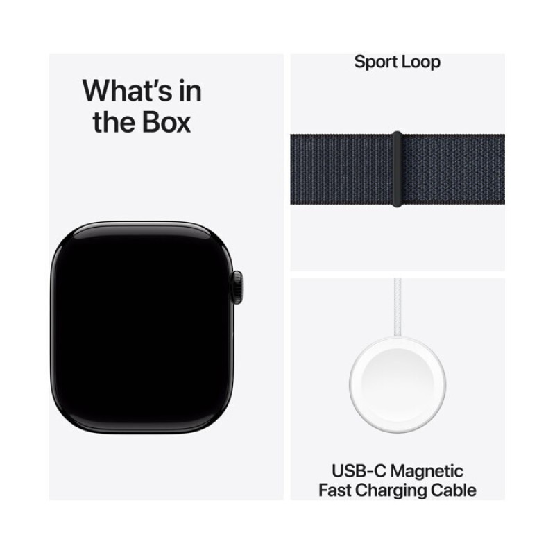 Apple Watch Series 10 Aluminium 42mm Αδιάβροχο με Παλμογράφο (Jet Black με Ink Sport Loop)