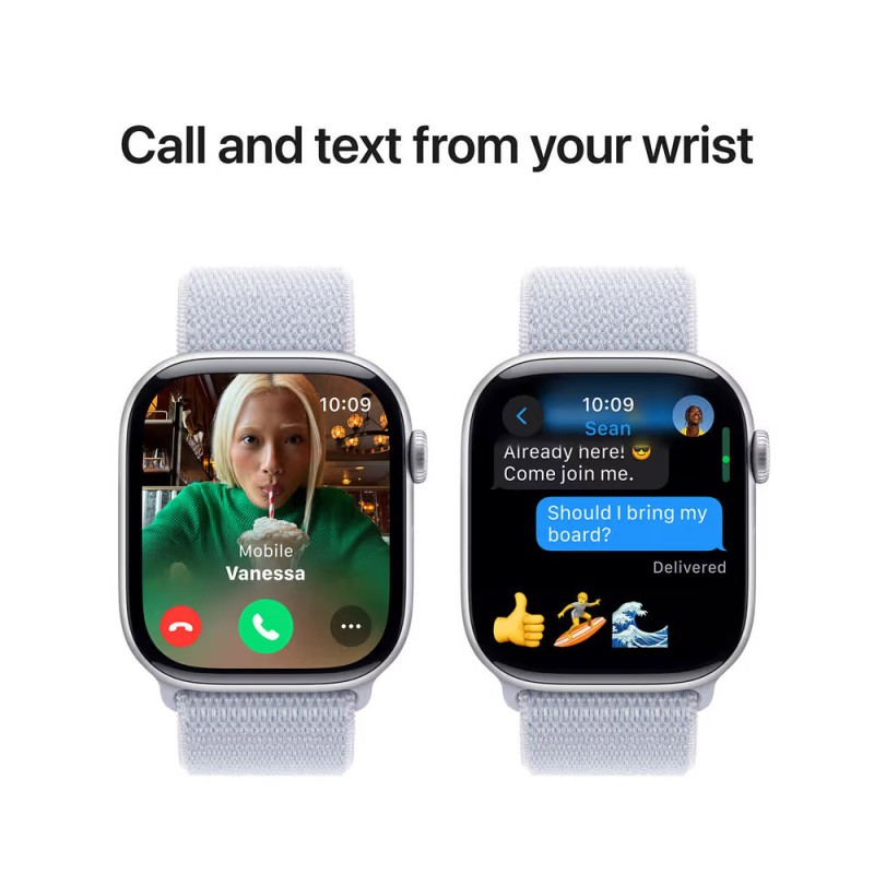 Apple Watch Series 10 Aluminium 46mm Αδιάβροχο με Παλμογράφο (Silver με Blue Cloud Sport Loop)