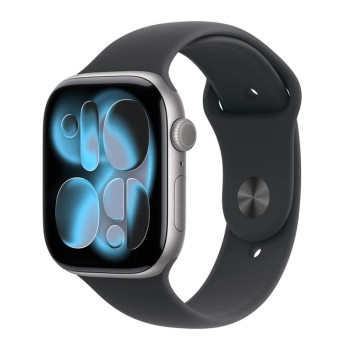 Apple Watch Series 11 Aluminium 46mm Αδιάβροχο με Παλμογράφο (Grey Aluminium Case with Black Sport Band - M/L)