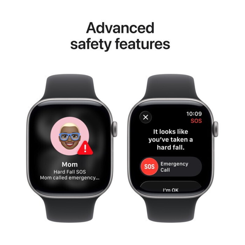 Apple Watch Series 11 Aluminium 46mm Αδιάβροχο με Παλμογράφο (Grey Aluminium Case with Black Sport Band - M/L)