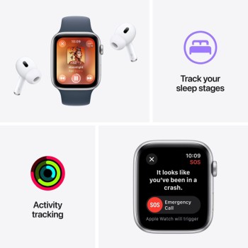 Apple Watch SE 2024 Aluminium 44mm Αδιάβροχο με Παλμογράφο (Midnight με Midnight Sport Band (S/M))