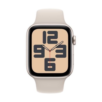 Apple Watch SE 2024 Aluminium 44mm Αδιάβροχο με Παλμογράφο (Starlight με Starlight Sport Band (M/L))