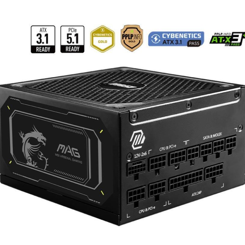 MSI MAG A1000GL PCIE5 II 1000W Μαύρο Τροφοδοτικό Υπολογιστή Full Modular 80 Plus Gold