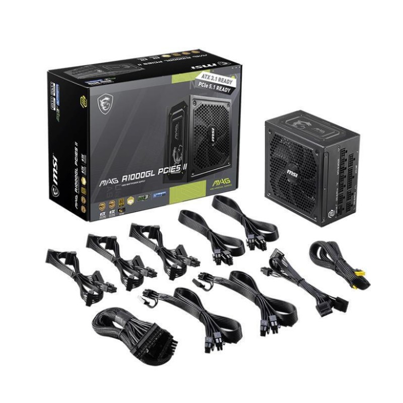 MSI MAG A1000GL PCIE5 II 1000W Μαύρο Τροφοδοτικό Υπολογιστή Full Modular 80 Plus Gold