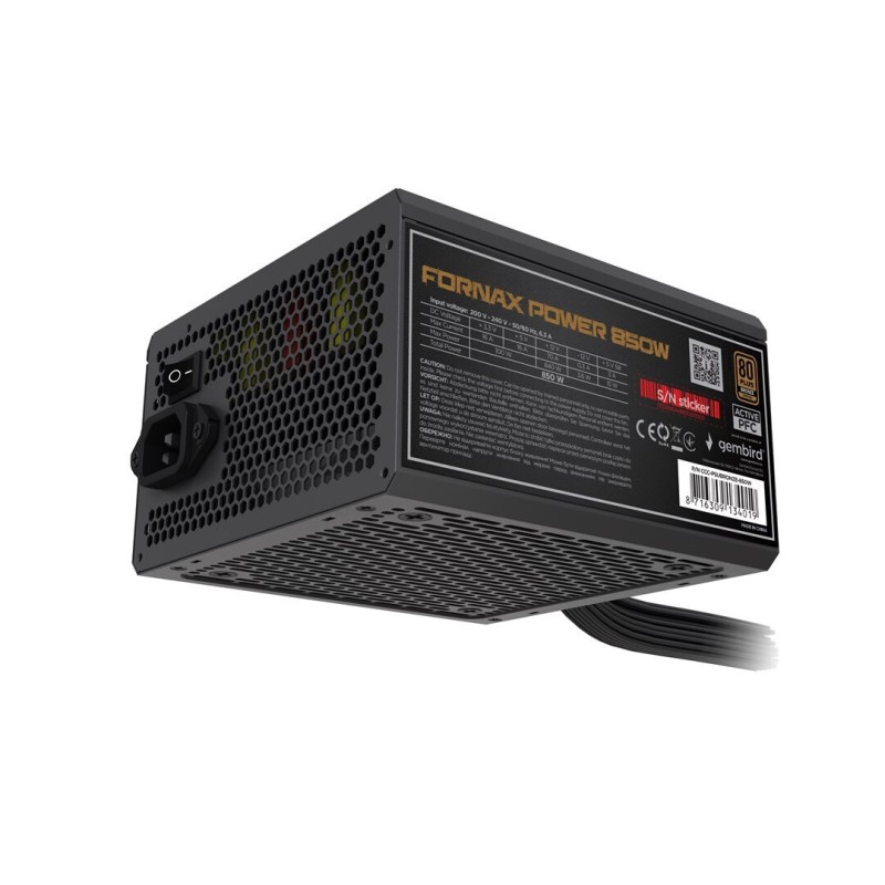 Gembird 850W Μαύρο Τροφοδοτικό Υπολογιστή Full Wired 80 Plus Bronze (CCC-PSUBRONZE-850W)