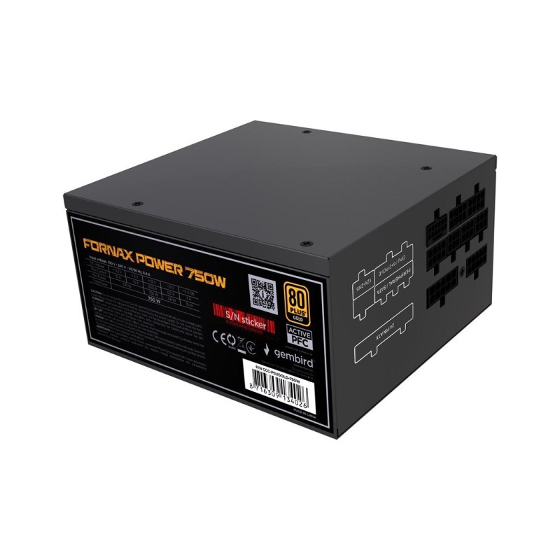 Gembird 750W Μαύρο Τροφοδοτικό Υπολογιστή Full Wired (CCC-PSUGOLD-750W)