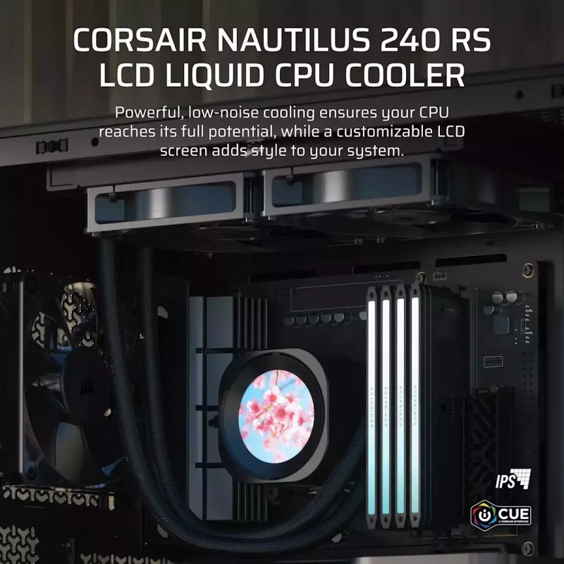 Corsair NAUTILUS 240 RS LCD Υδρόψυξη Επεξεργαστή Διπλού Ανεμιστήρα 120mm για Socket AM4/AM5/1700 με ARGB Φωτισμό Λευκή