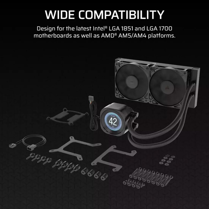 Corsair NAUTILUS 240 RS LCD Υδρόψυξη Επεξεργαστή Διπλού Ανεμιστήρα 120mm για Socket AM4/AM5/1700 με ARGB Φωτισμό Λευκή