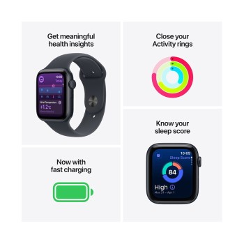 Apple Watch SE 3 Cellular Aluminium 44mm Αδιάβροχο με eSIM και Παλμογράφο (Midnight Aluminium Case with Midnight Sport Band - M/L)