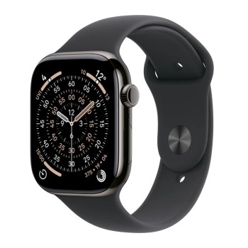 Apple Watch Series 11 Cellular Titanium 46mm Αδιάβροχο με eSIM και Παλμογράφο (Slate Titanium Case with Black Sport Band - S/M)