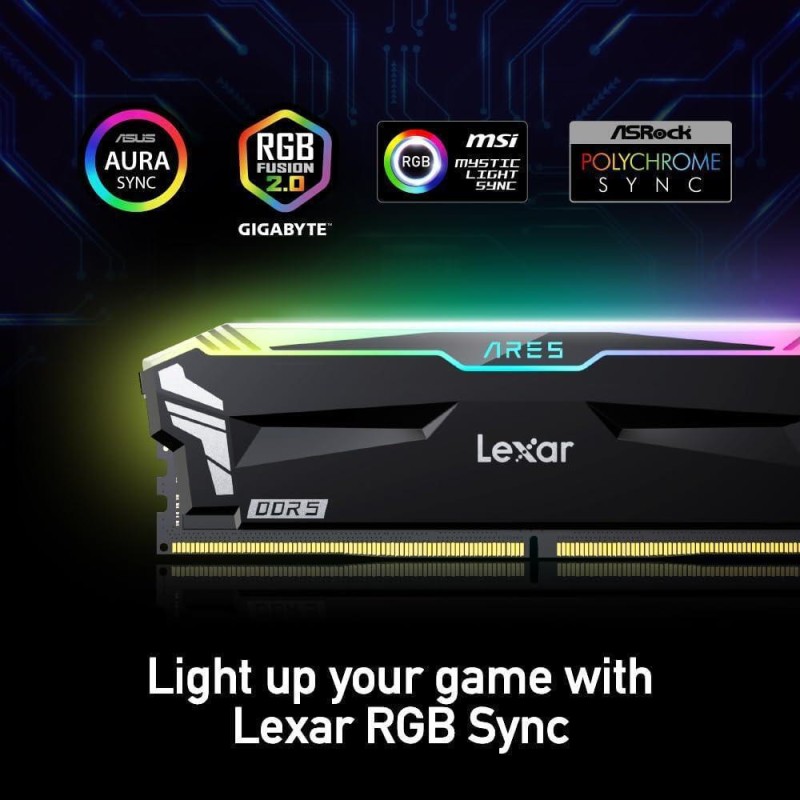 Lexar Ares RGB DDR5 32GB RAM με 2x16GB Modules και Ταχύτητα 7200 για Desktop LD5U16G72C34LA-RGD