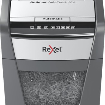 Rexel Καταστροφέας Εγγράφων AutoFeed + 50X Cross Cut 50 Φύλλων με Κάδο 20lt 2020050XEU