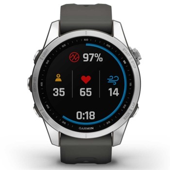 Garmin Fenix 7S Stainless Steel 42mm Αδιάβροχο Smartwatch με Παλμογράφο (Silver with Graphite Band)