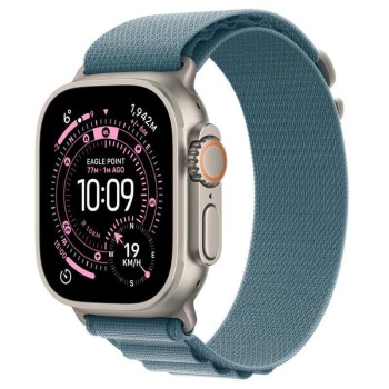 Apple Watch Ultra 3 Titanium 49mm Αδιάβροχο με eSIM και Παλμογράφο (Natural Titanium Case with Light Blue Alpine Loop - Medium)
