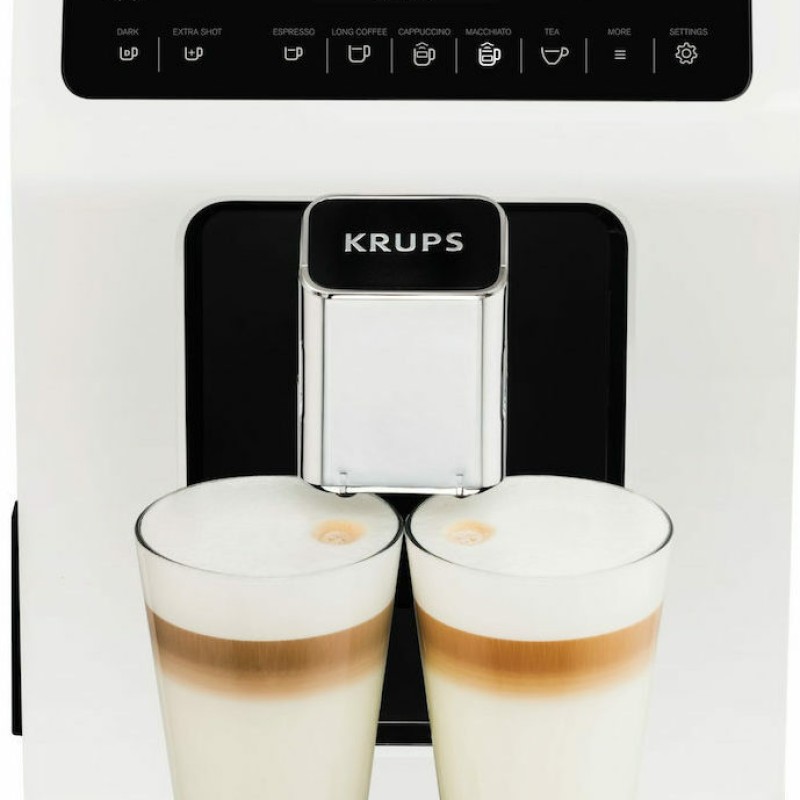 Krups Evidence Αυτόματη Μηχανή Espresso 1450W Πίεσης 15bar με Μύλο Άλεσης Λευκή